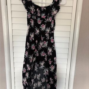 Art Class Black and Pink Floral High Low Dress